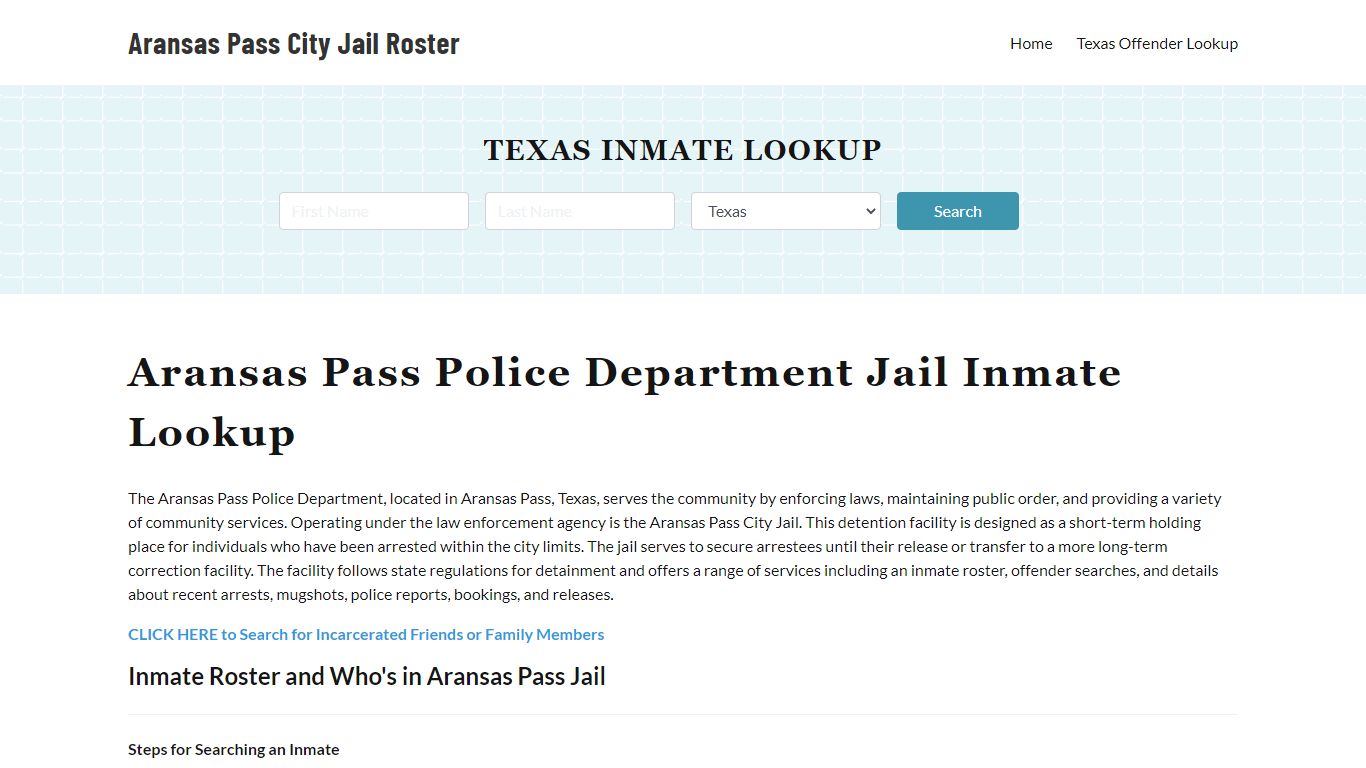 Aransas Pass Police Department & City Jail, TX Inmate Roster, Arrests ...