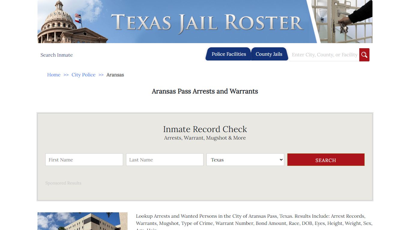 Aransas Pass Arrests and Warrants | Jail Roster Search
